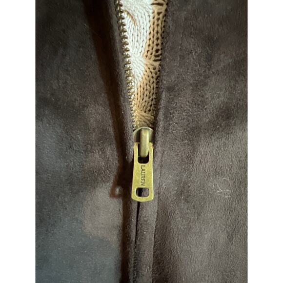 Ralph Lauren sueded zip up jacket brown‎ XL pockets preppy - Picture 2 of 14